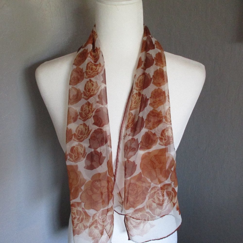 Sheer roses oblong scarf